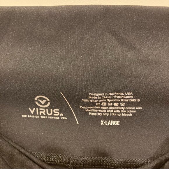 VIRUS Sz XL Workout  Run Exercise Activewear Leggings Side Pockets Mesh at Hem - Picture 4 of 6
